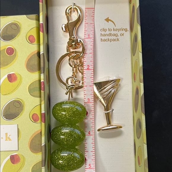 Piper K 🫒 Glass Stone Martini Bag Charm Keychain NEW IN BOX - Picture 7 of 8